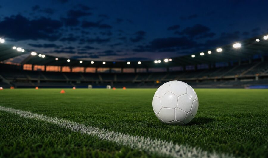 Akşam ışıkları altında spor sahası